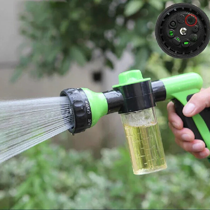 8-Pattern Garden Hose Nozzle Sprayer with Foam Container