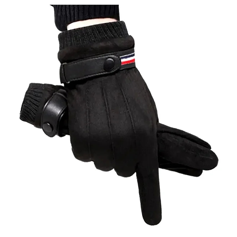 Men's Winter Suede Touchscreen Gloves – Military Style
