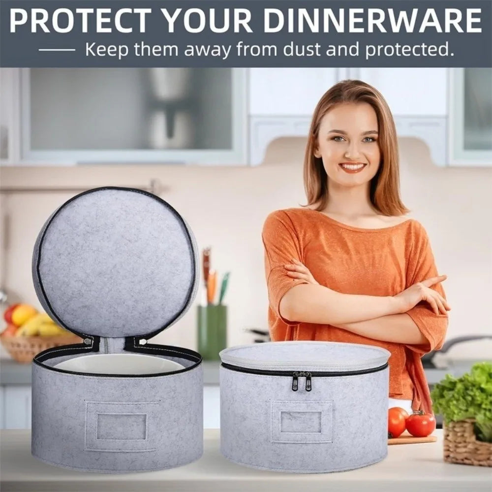 Zippered Felt Storage Bag – Large Capacity Hat & Dish Organizer