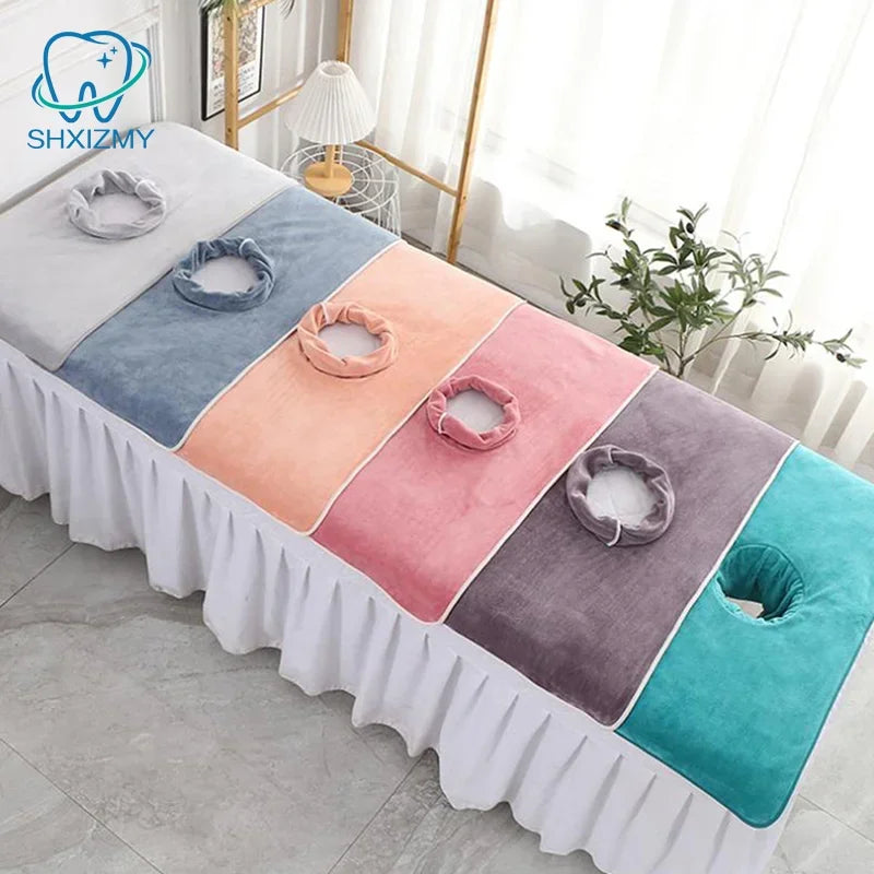 Massage Table Face Hole Towel – Soft Coral Velvet 40x80cm