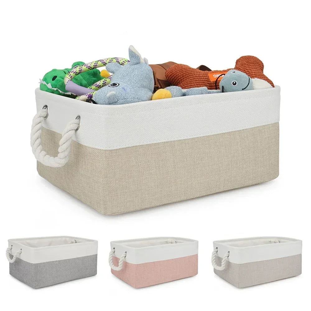 Foldable Linen Storage Basket with Handles – Large Capacity