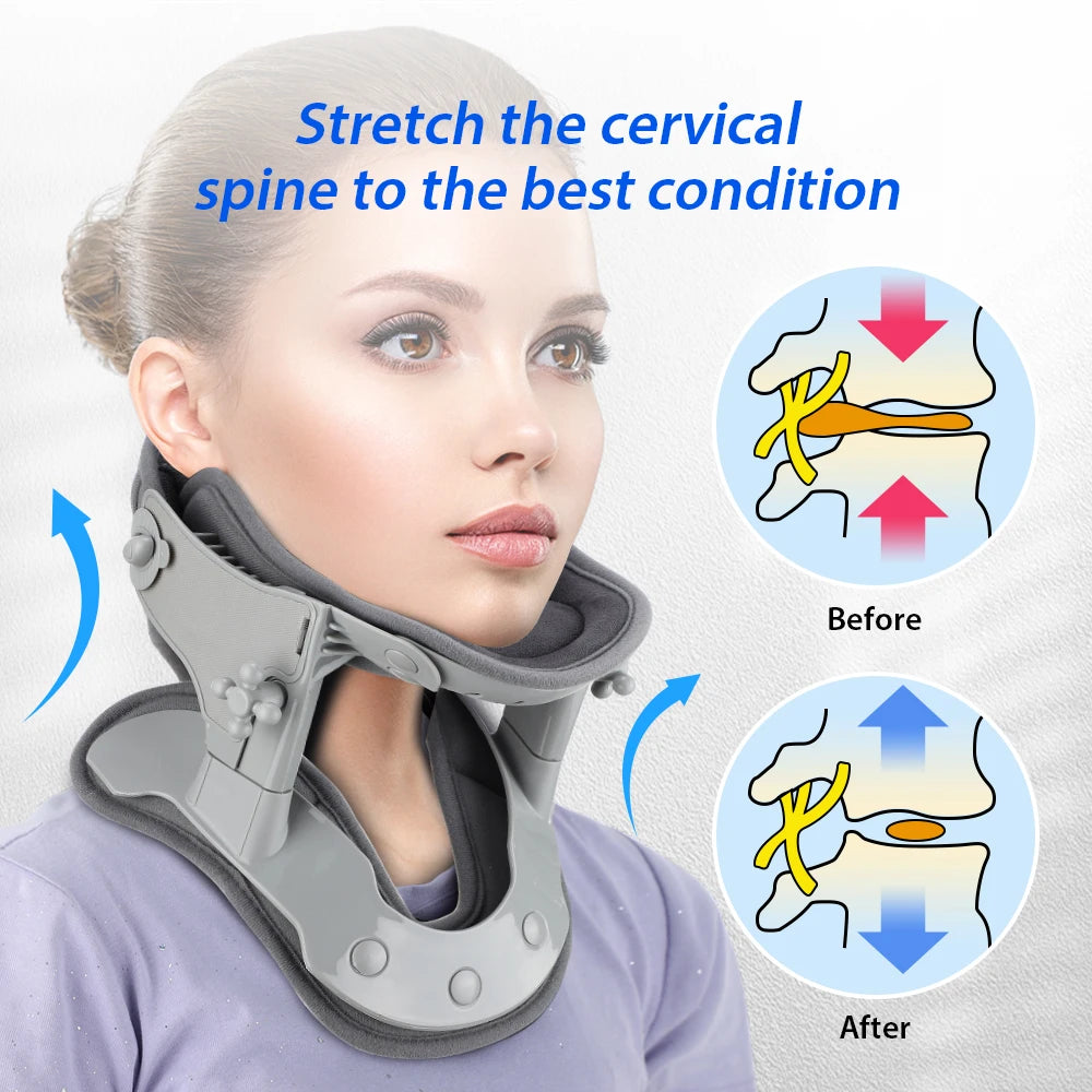 Inflatable Neck Traction Brace | Warming Vibration & Remote