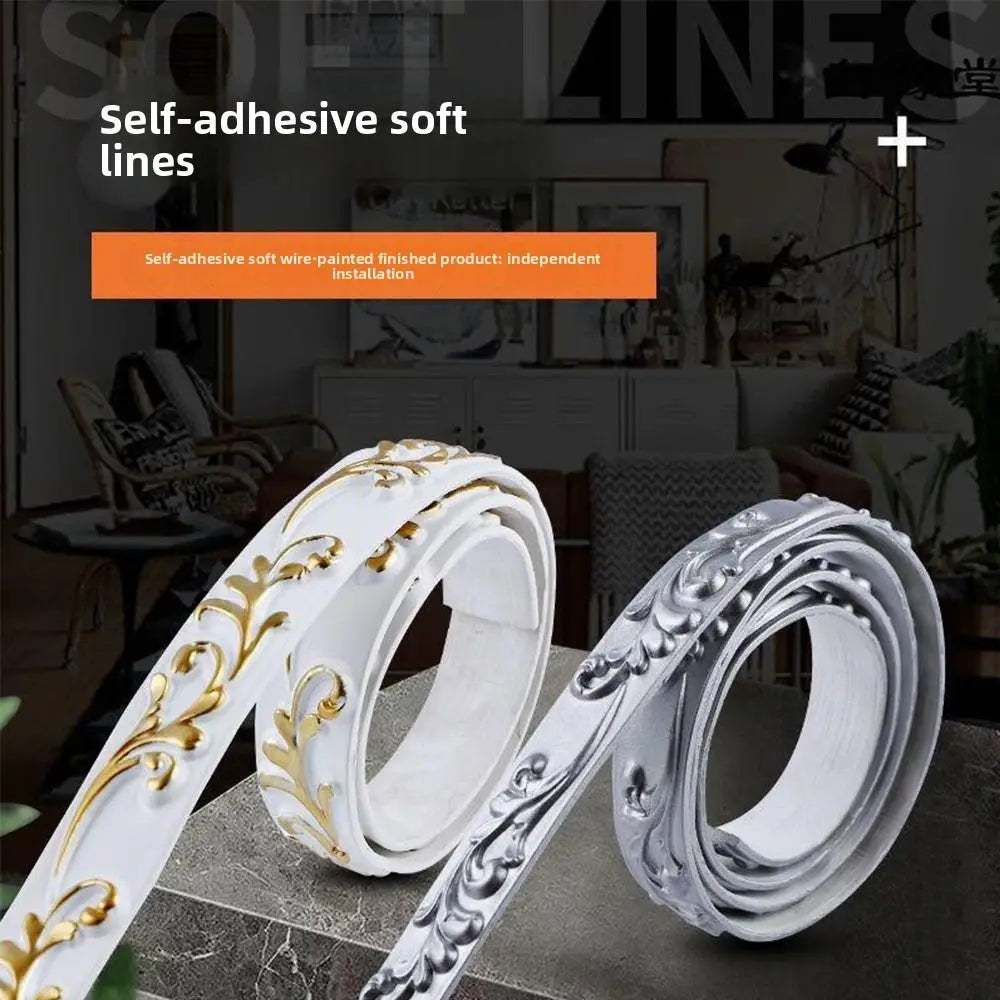 Self-Adhesive 3D Foam Wall Edge Strip Decorative Trim 2.6cm×1m