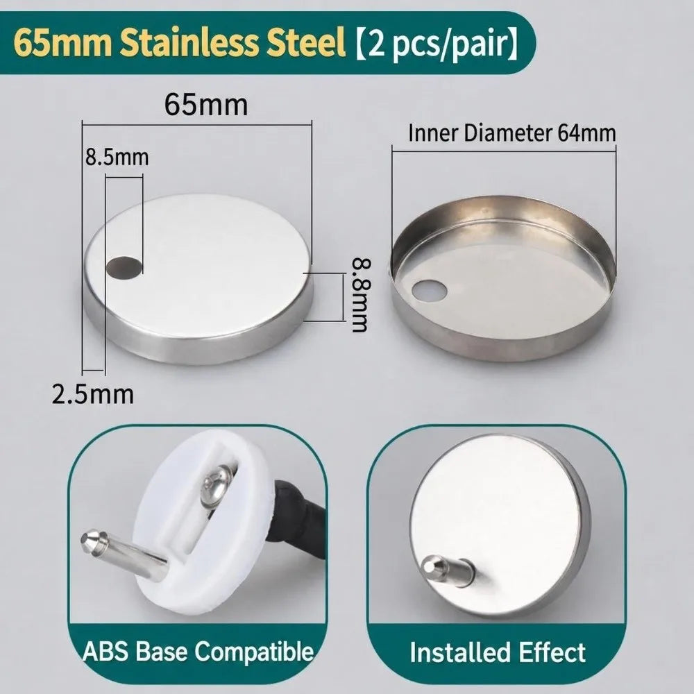 Toilet Bolt Caps PVC & Stainless Steel 55/60/65mm | 1 Pair