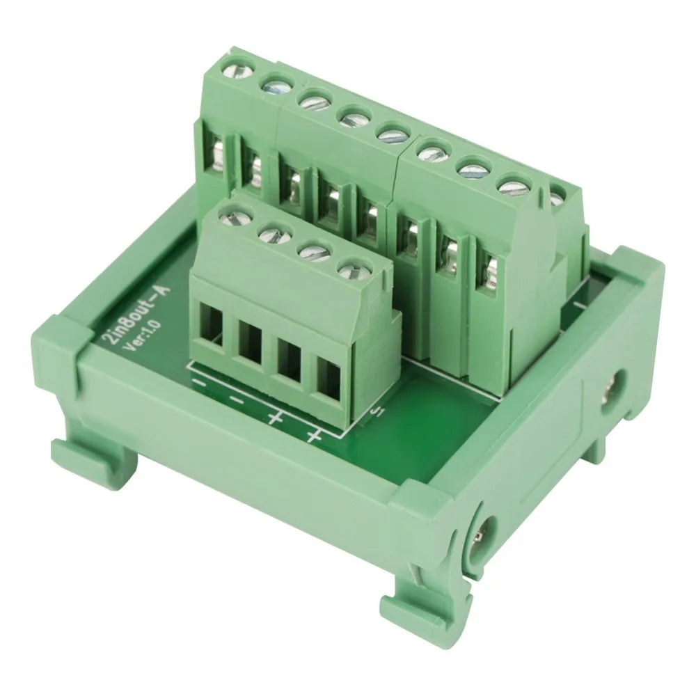 2 In 8 Out DIN Rail Breakout Board 25A Terminal Block Module