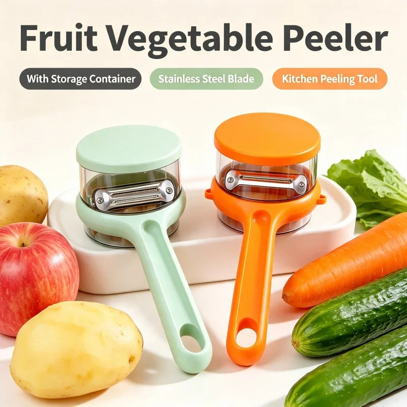 Vegetable Peeler with Storage Container – Stainless Steel Blade