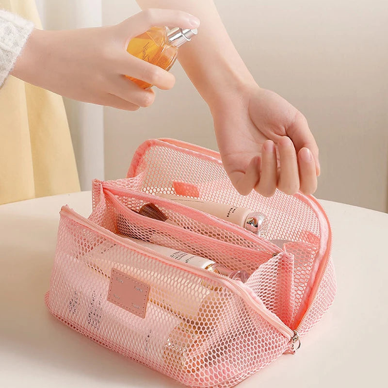 Mesh Clear Makeup Bag – Travel Toiletry Cosmetic Organizer