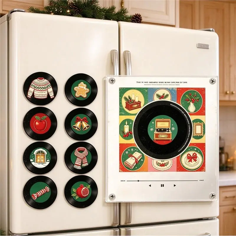 Christmas Music Fridge Magnet Singing Rotary Disc Night Light