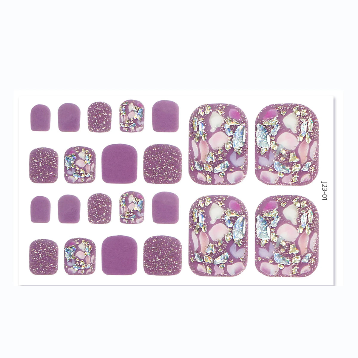 Glitter Toe Nail Stickers – 22-Tip Full Cover DIY Nail Art Decals