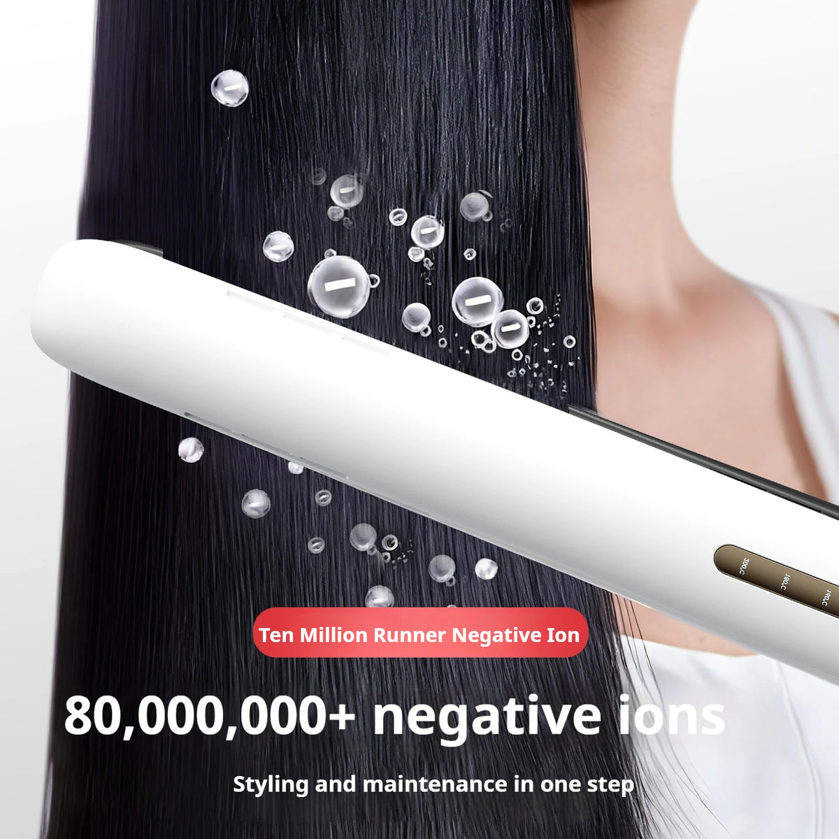 2-in-1 Hair Straightener & Curler – 80M Negative Ions Flat Iron