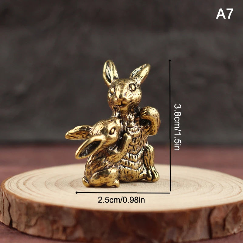 Vintage Brass Rabbit Statue – Feng Shui Figurine & Easter Décor