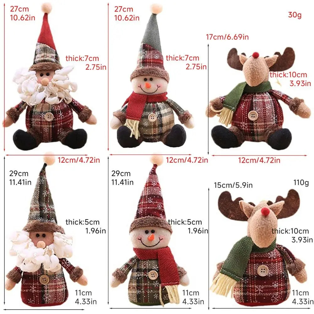 Soft Plush Christmas Dolls – Santa, Elk & Snowman Holiday Decor