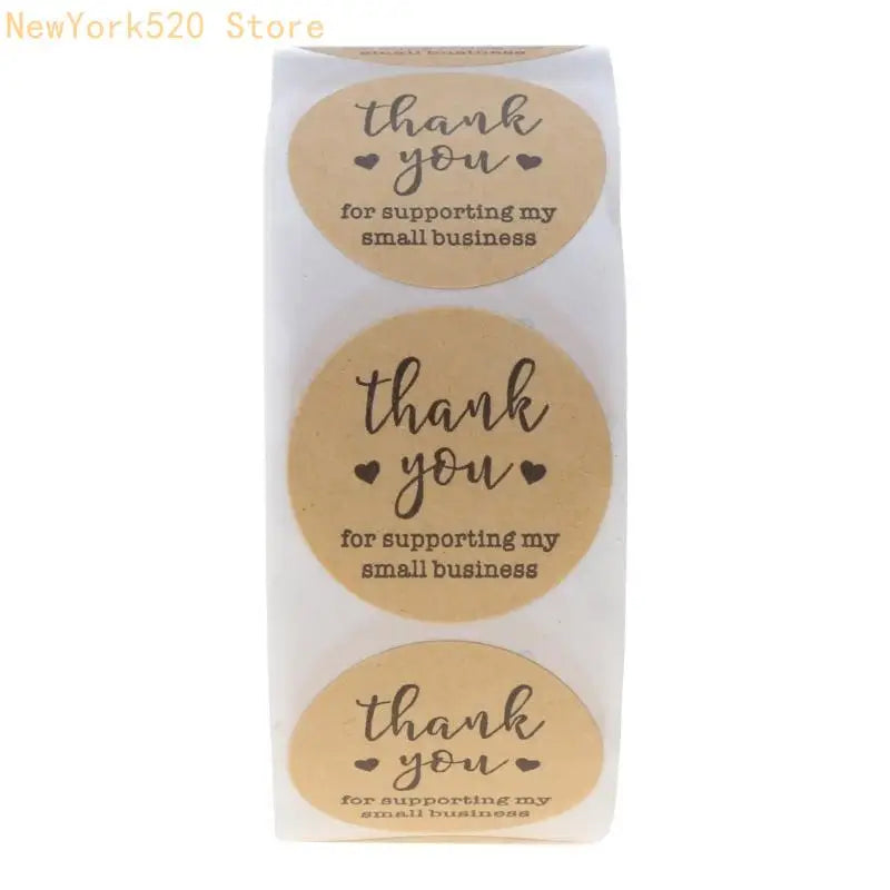 500-Pack Thank You Kraft Sticker Roll – Small Business Seal Labels