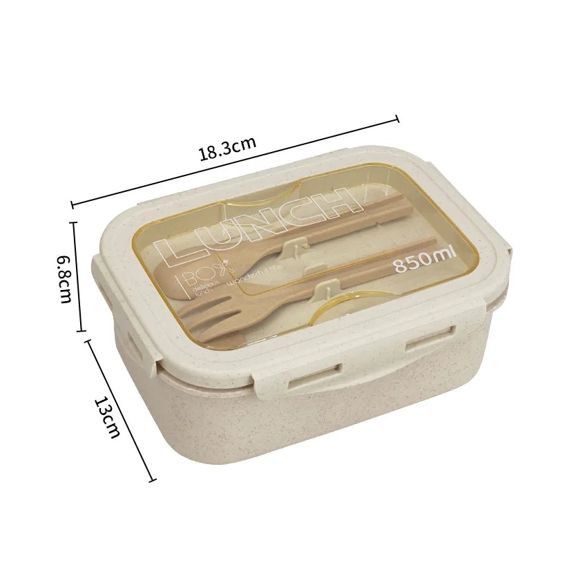 850ml Wheat Straw Bento Box – Microwave-Safe Lunch Container