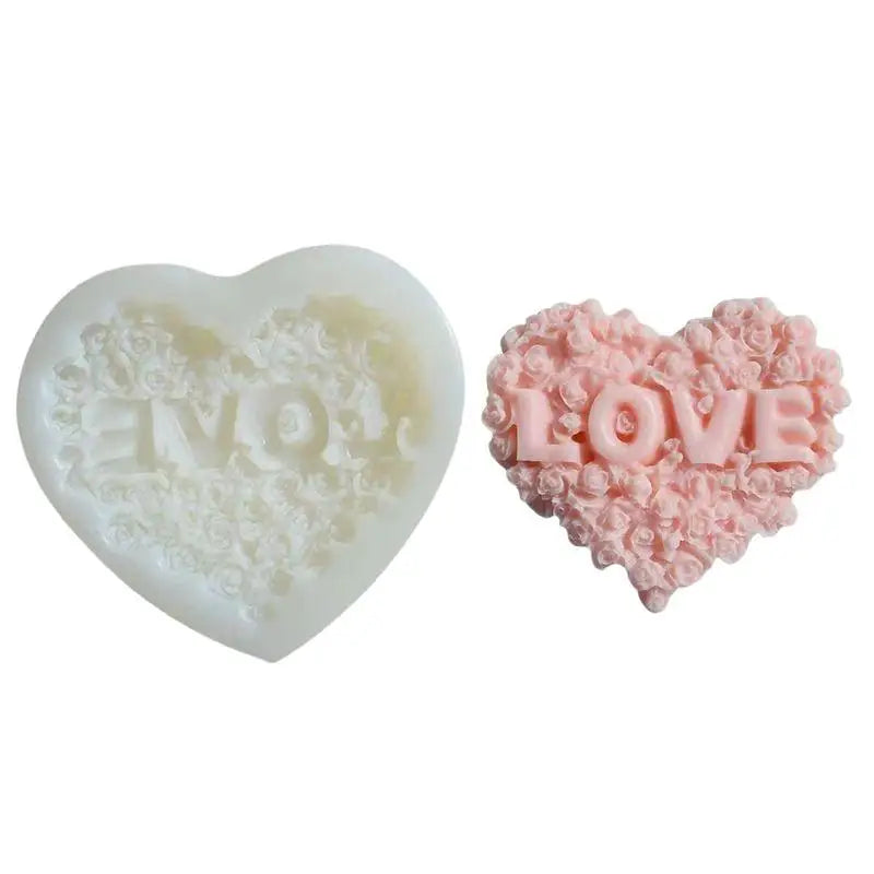 Rose Heart Silicone Mold – DIY Candle Resin Chocolate Craft