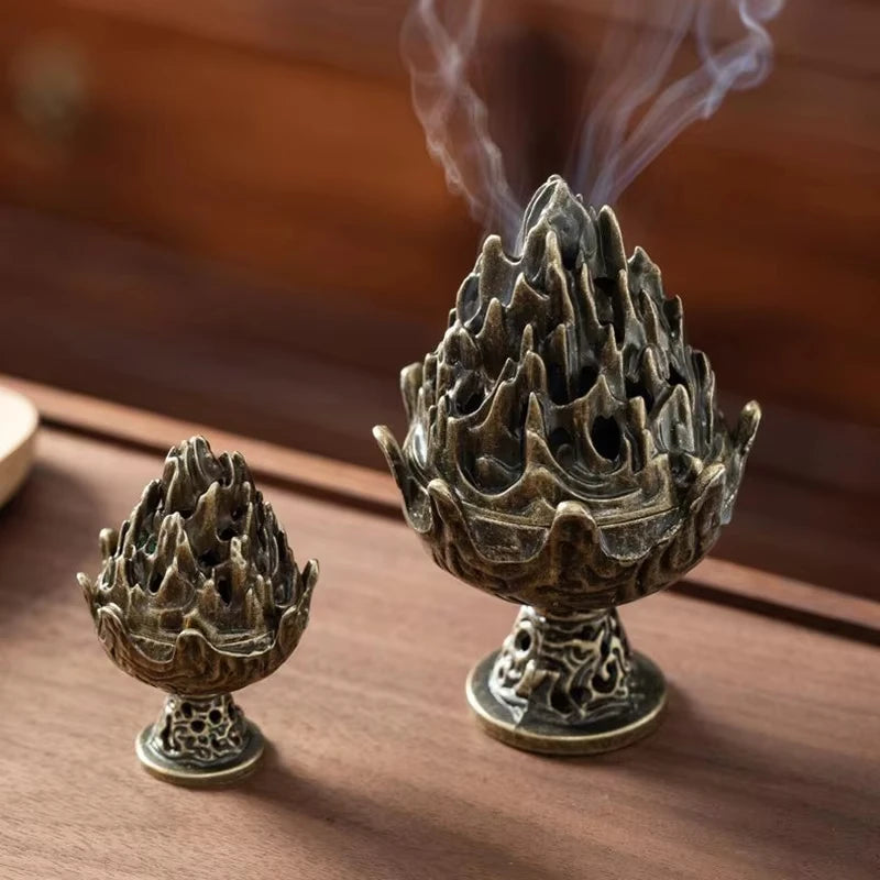 Vertical Mini Alloy Hollow Incense Burner – Tabletop Holder