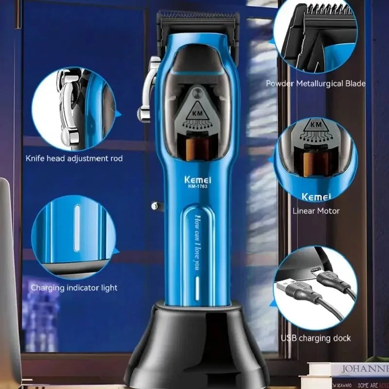 Kemei KM-1763 Professional Rechargeable Hair Clipper 9000RPM
