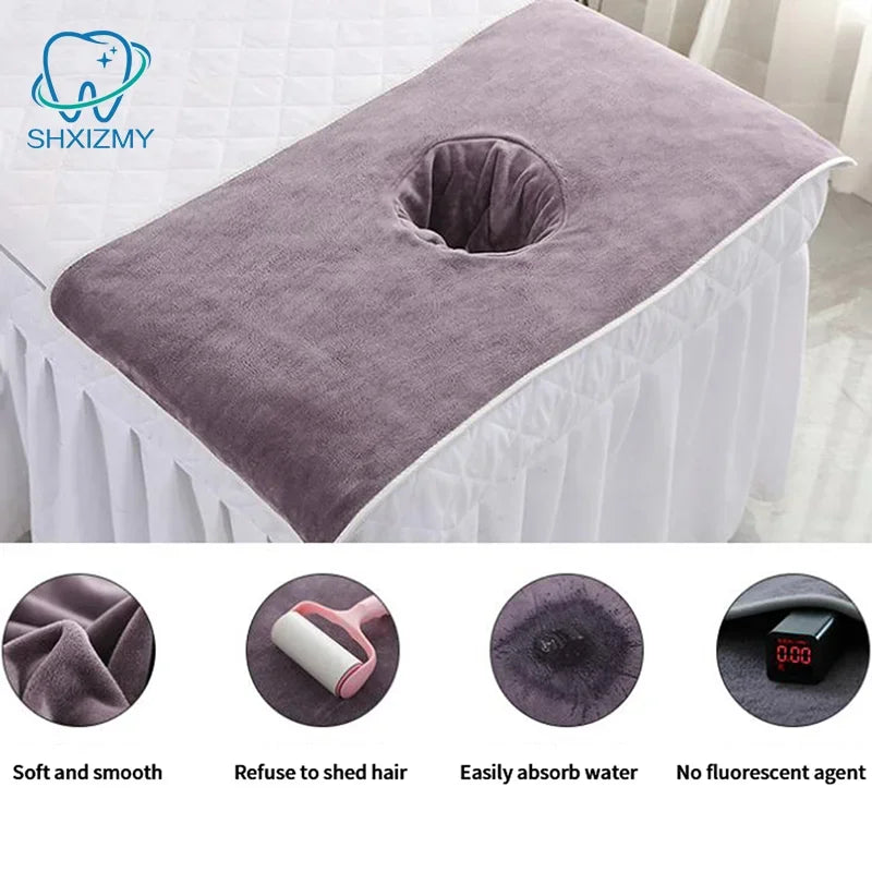 Massage Table Face Hole Towel – Soft Coral Velvet 40x80cm