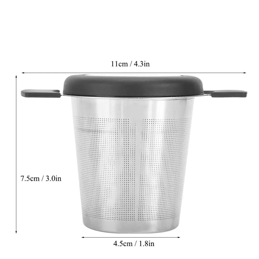 Stainless Steel Tea Infuser Cup with Fine Mesh & Silicone Lid