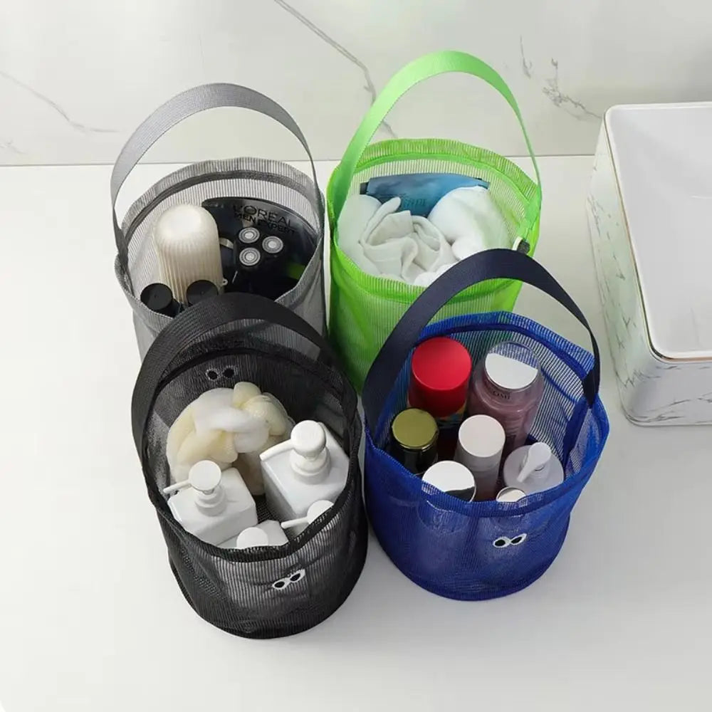 Foldable Mesh Beach Bucket Bag – Shell Collecting Tote with Strap