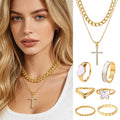 VIBE 7-Piece Gold Jewelry Set – Necklace, Earrings & Ring