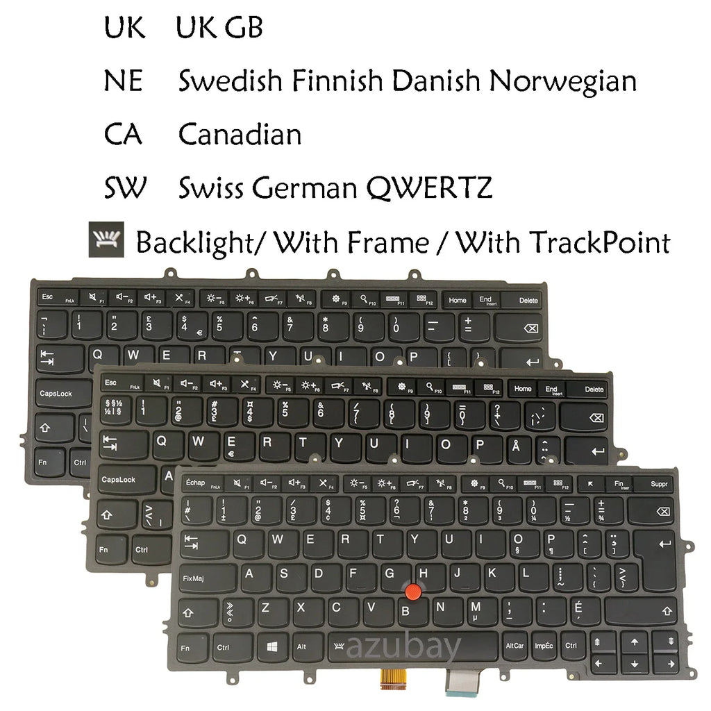 AZUBAY Backlit Keyboard Lenovo ThinkPad X240 X250 X260 X270 UK