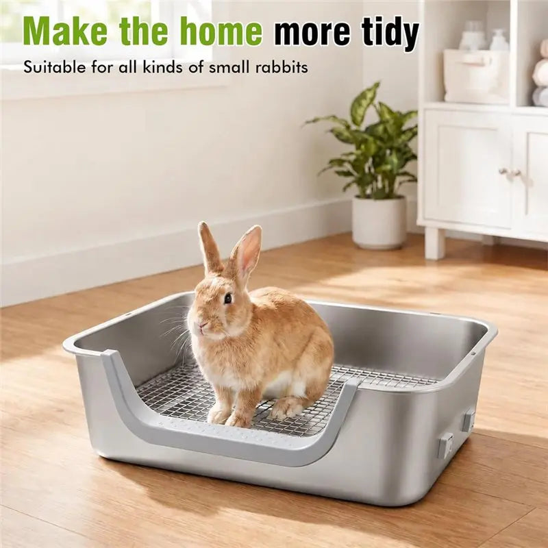 Stainless Steel Rabbit Litter Box Set with 304 Sifting Tray