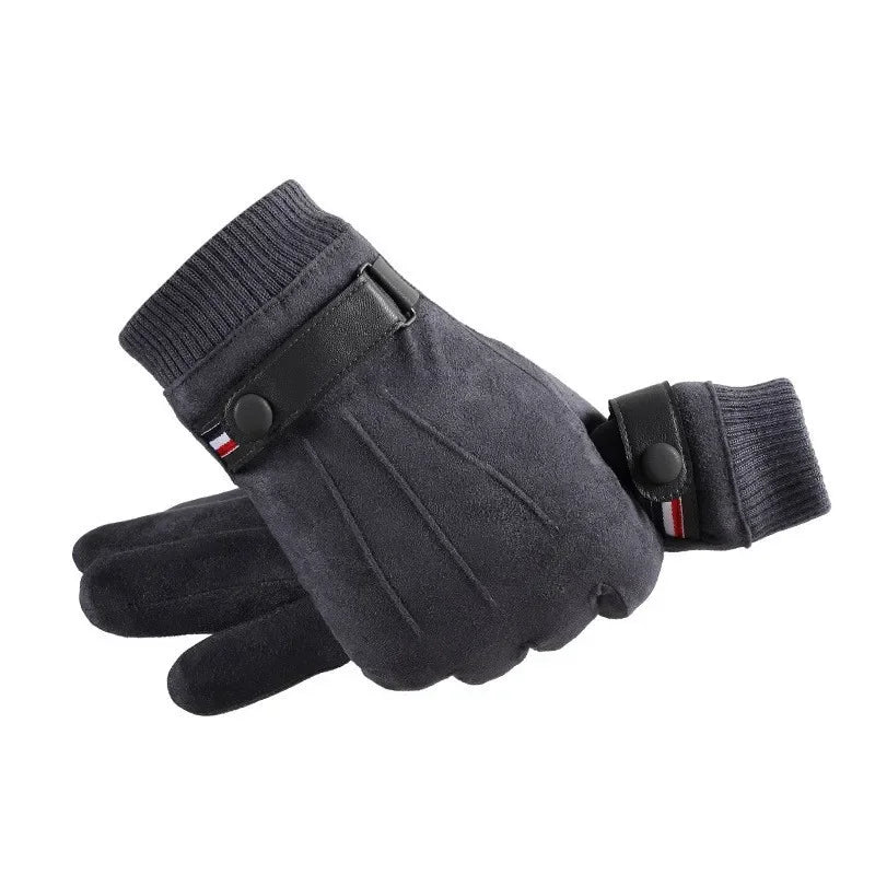 Men's Suede Winter Gloves Touchscreen Ski Driving Mittens