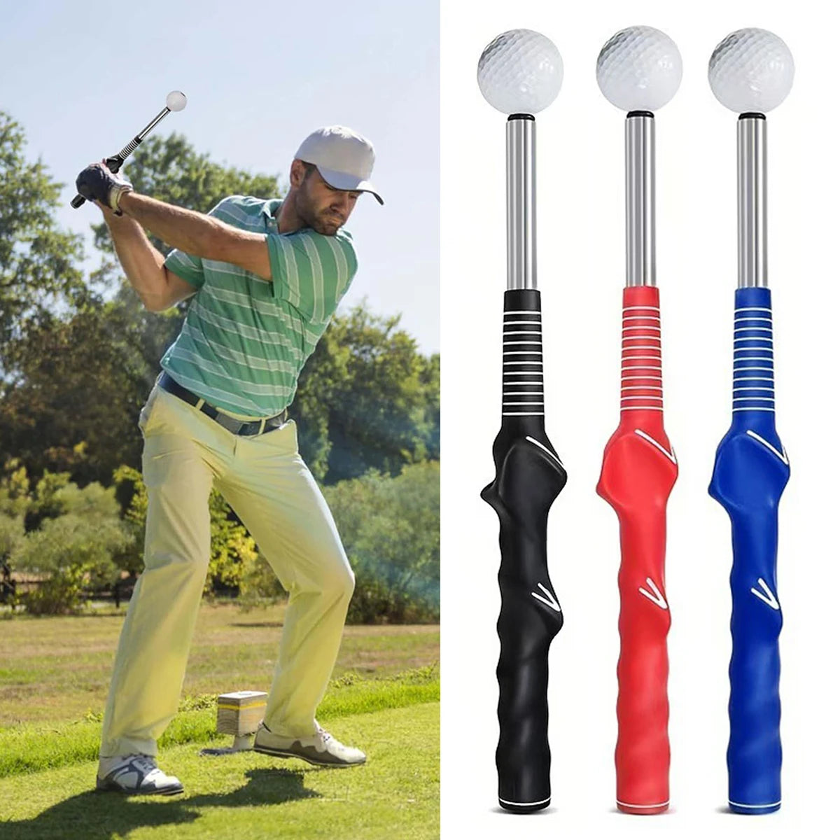 Retractable Golf Swing Trainer – Click Feedback Grip Aid | VIBE