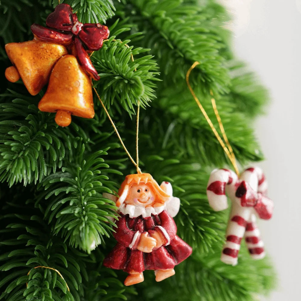 Resin Christmas Tree Ornaments – Snowman, Santa & Candy Set