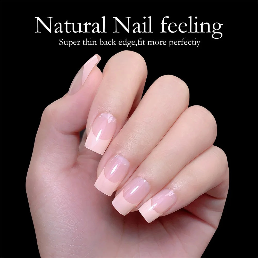 120pcs French Press-On Nails Square Soft Gel Fake Nails Set