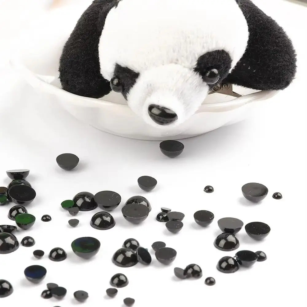 100–500 Pcs Black Half Round Craft Eyes 3–8mm DIY Beads