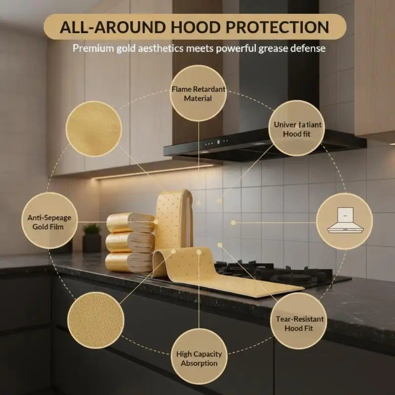 Range Hood Grease Filter Pads 10-Pack | Gold-Film Oil Absorbing