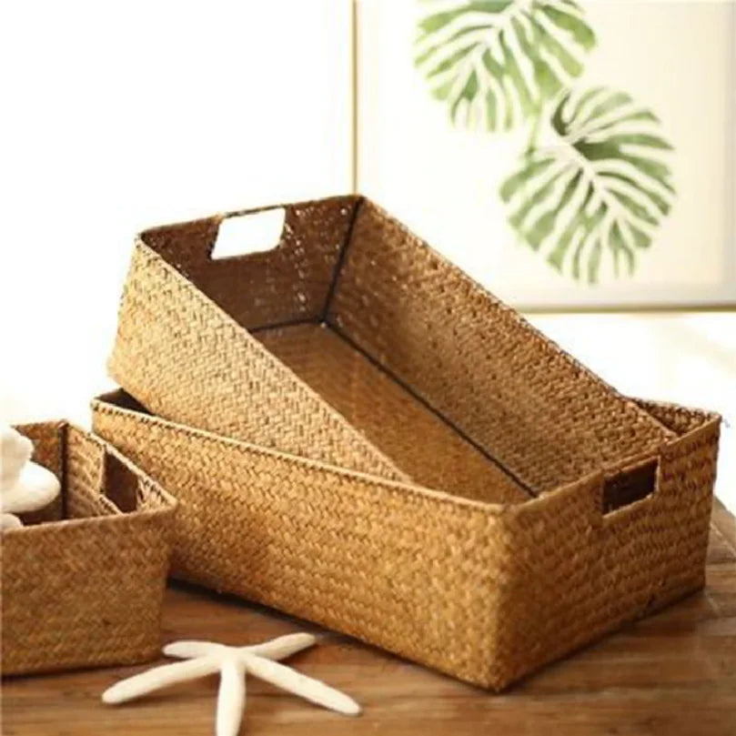 Woven Seagrass Storage Basket – Natural Wicker Rattan Decor