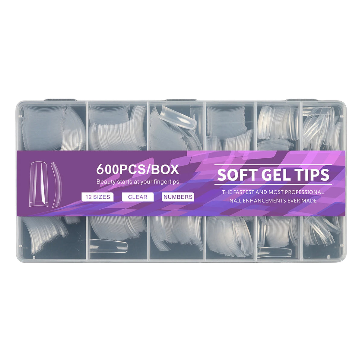 Aleekit 600pcs Soft Gel Coffin Nail Tips – 12 Sizes, Pre-Etched