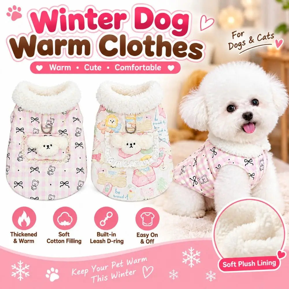 Winter Dog Cotton Coat Windproof Jacket with Leash Buckle