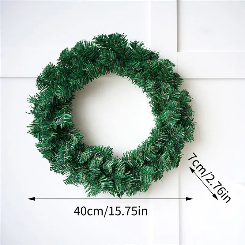 Artificial Green PVC Wreath 40cm – Christmas & Fall Door Décor