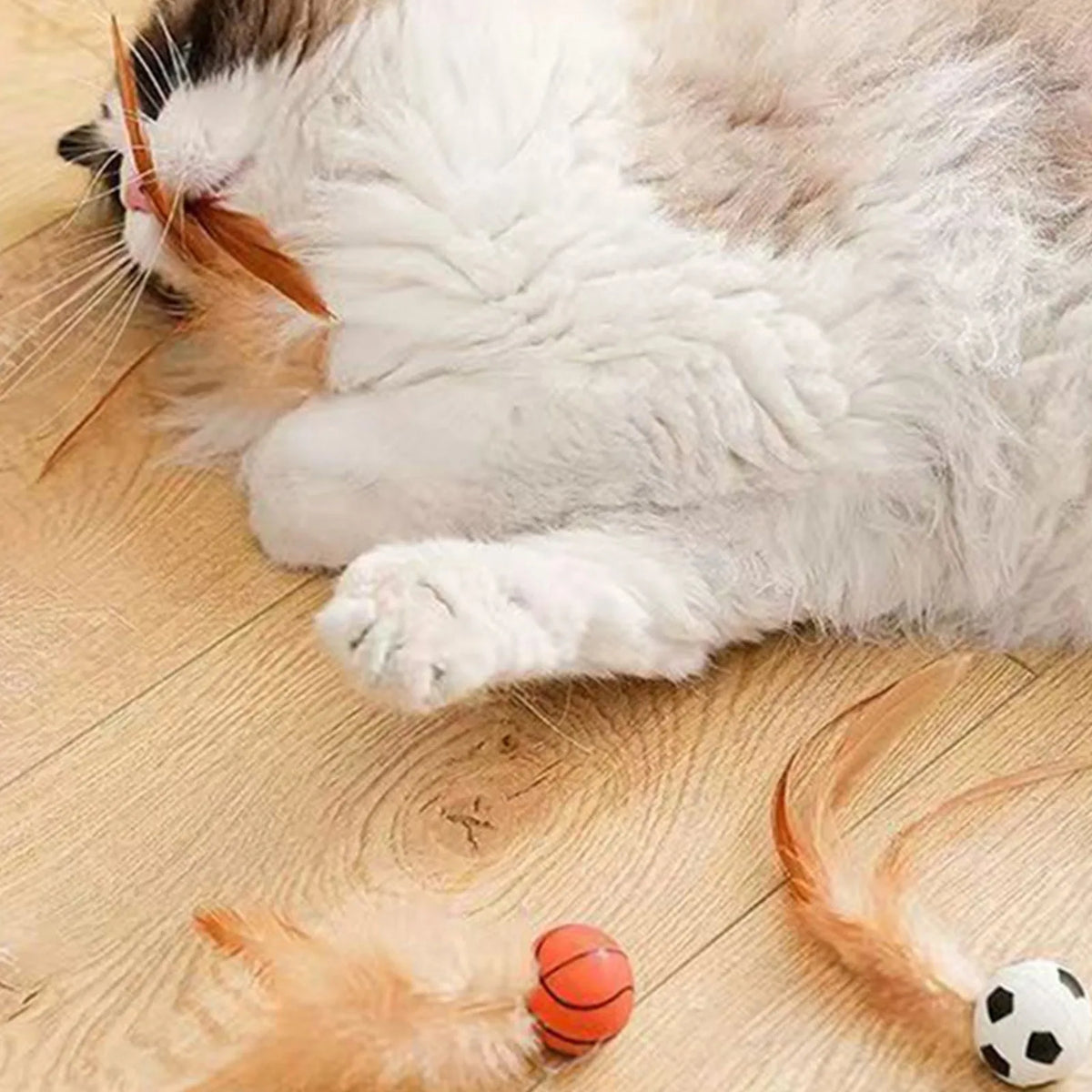 Interactive Cat Feather Ball Toys with Catnip – 3-Pack