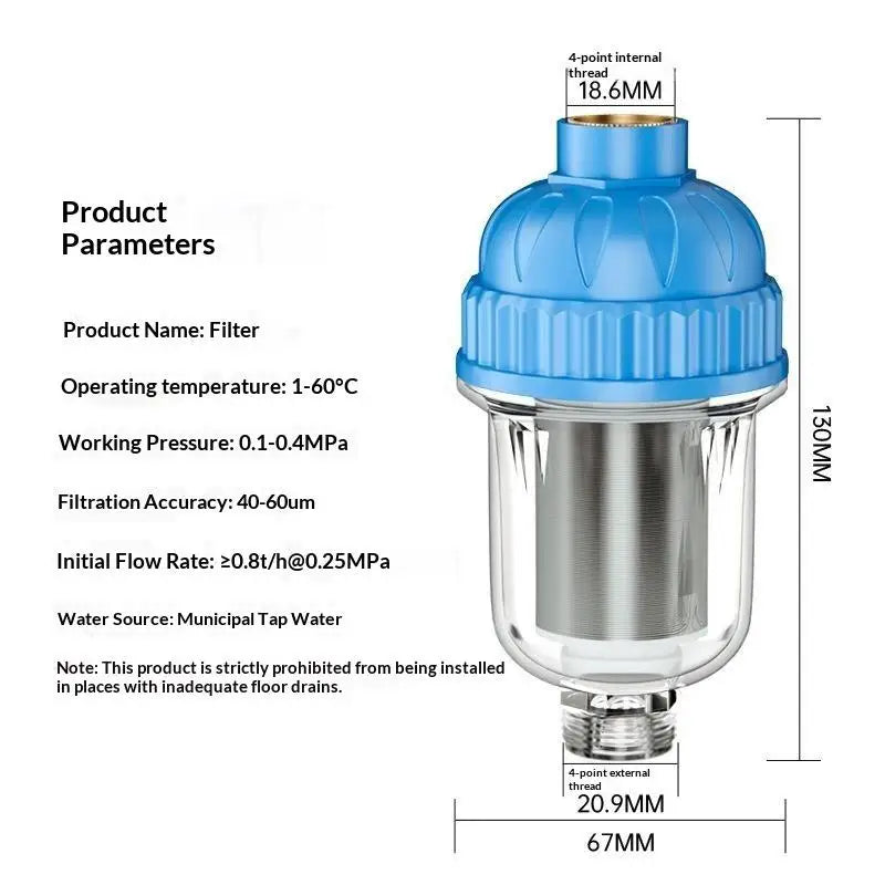 Washable Pre Water Filter – 40μm Stainless Steel G1/2 Mesh