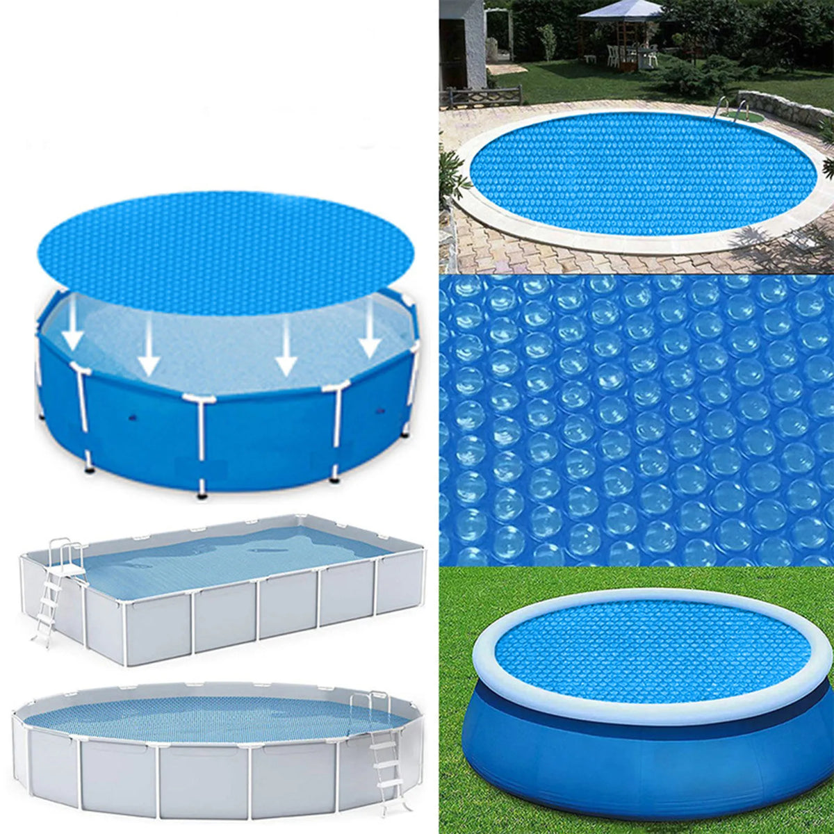 Round Solar Pool Cover – Thermal Blanket for Above Ground Pools