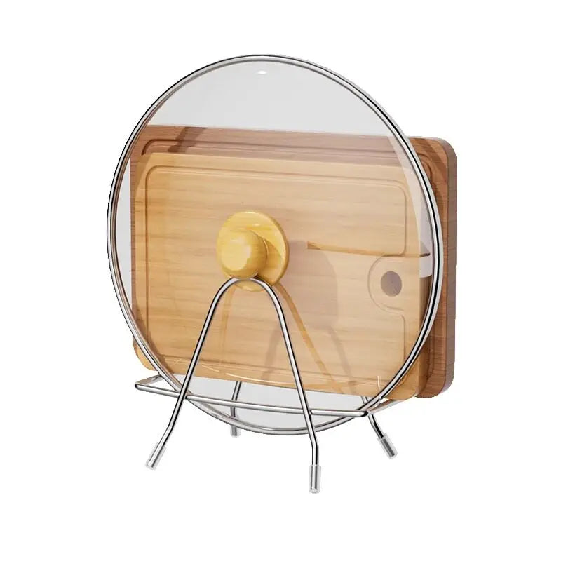 Stainless Steel Pot Lid & Cutting Board Holder Kitchen Rack