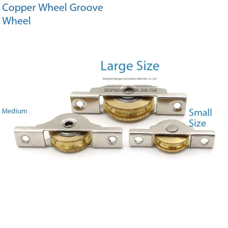 4PCS Copper Sliding Door Roller Wheels – Wardrobe Pulley Set