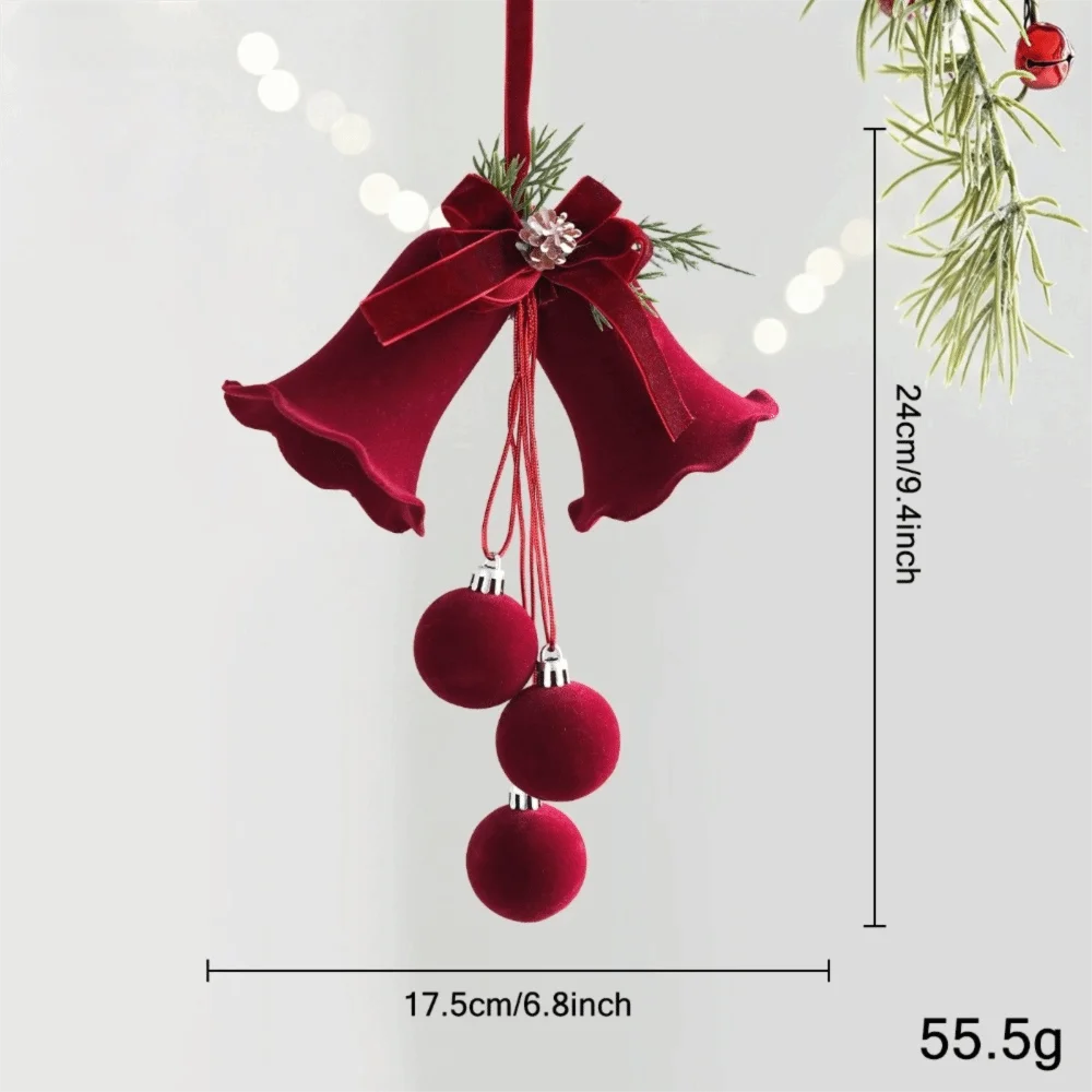 Wine Red Bow Bell Christmas Tree Topper Ornament