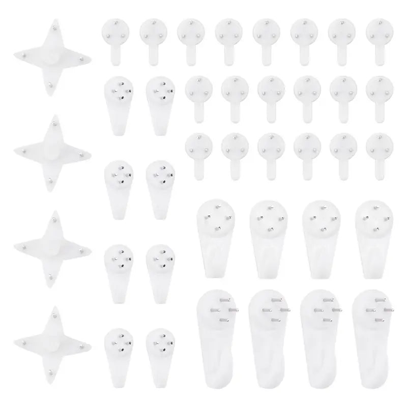 40-Pc Invisible Wall Hooks Picture Hangers No-Trace Nail Set