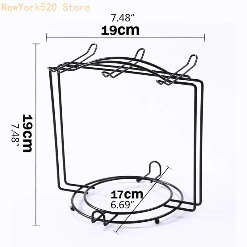 Double-Tier Iron Coffee Mug & Plate Draining Rack – Black