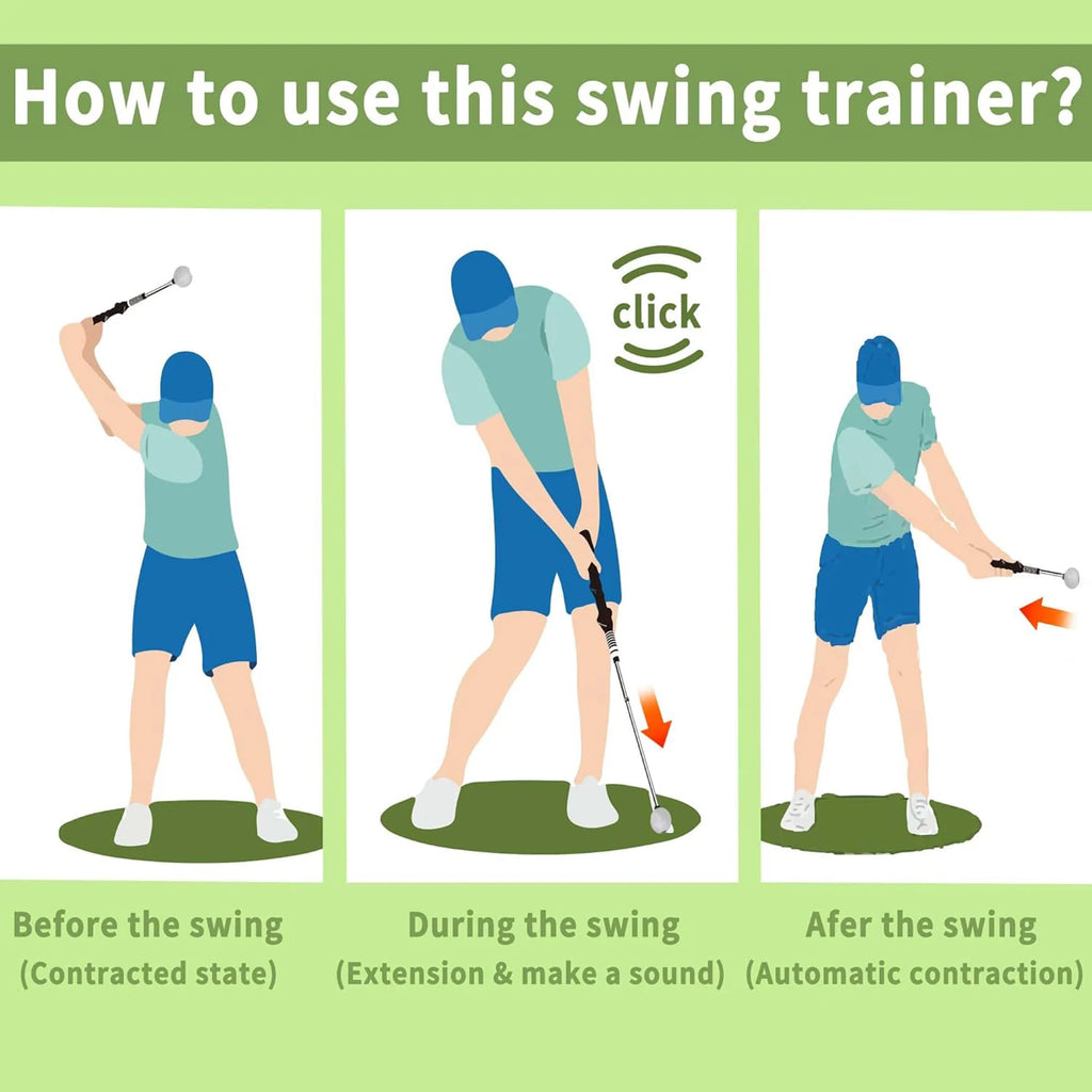 Retractable Golf Swing Trainer – Click Feedback Grip Aid | VIBE