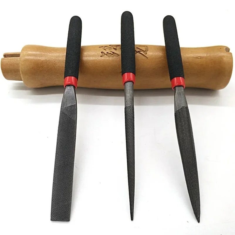 Steel Mini Hand Files Set – Flat, Round & Half Round 118mm