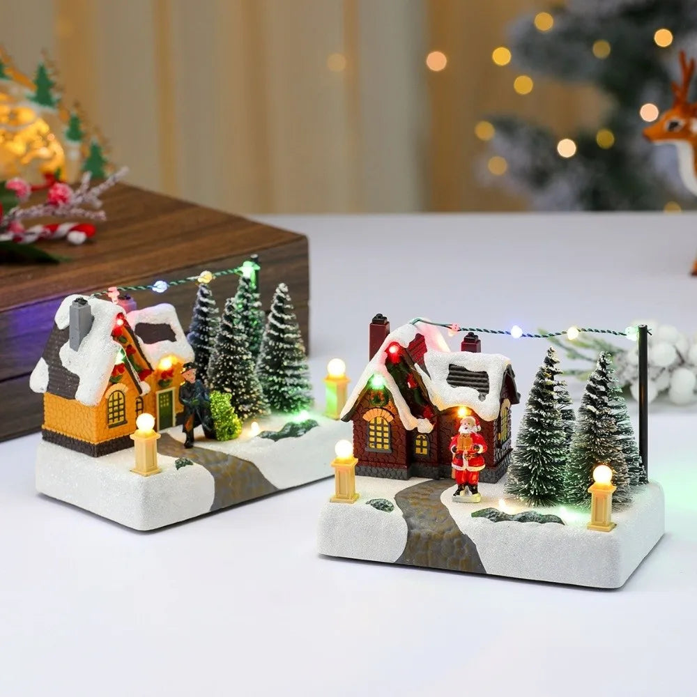 Christmas LED Village Music Box – Glowing Resin Xmas Decor