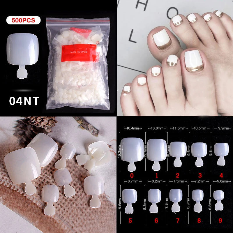500pcs French Acrylic Nail Tips – Coffin Stiletto Full/Half Cover
