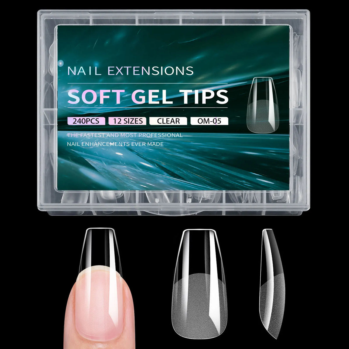 240pcs Soft Gel Nail Tips – Half Matte Clear Acrylic False Nails